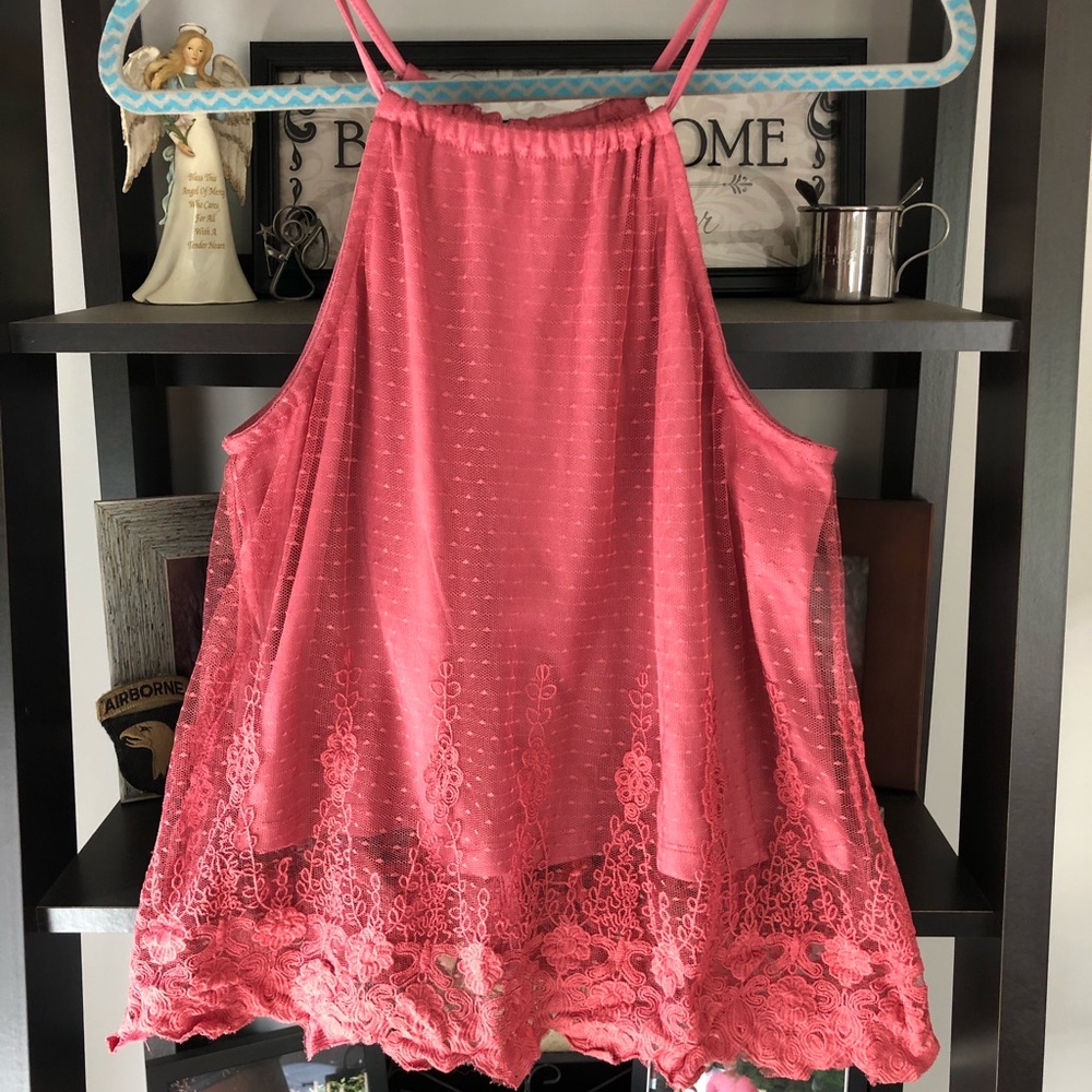 Halter neck tank with open back